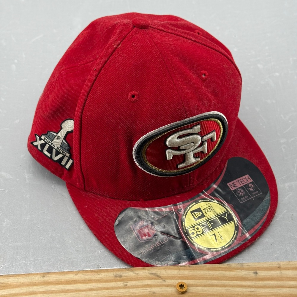 New Era 59FIFTY San Francisco 49ers Super Bowl XLVII Patch Hat Red Fitted 7 1/8